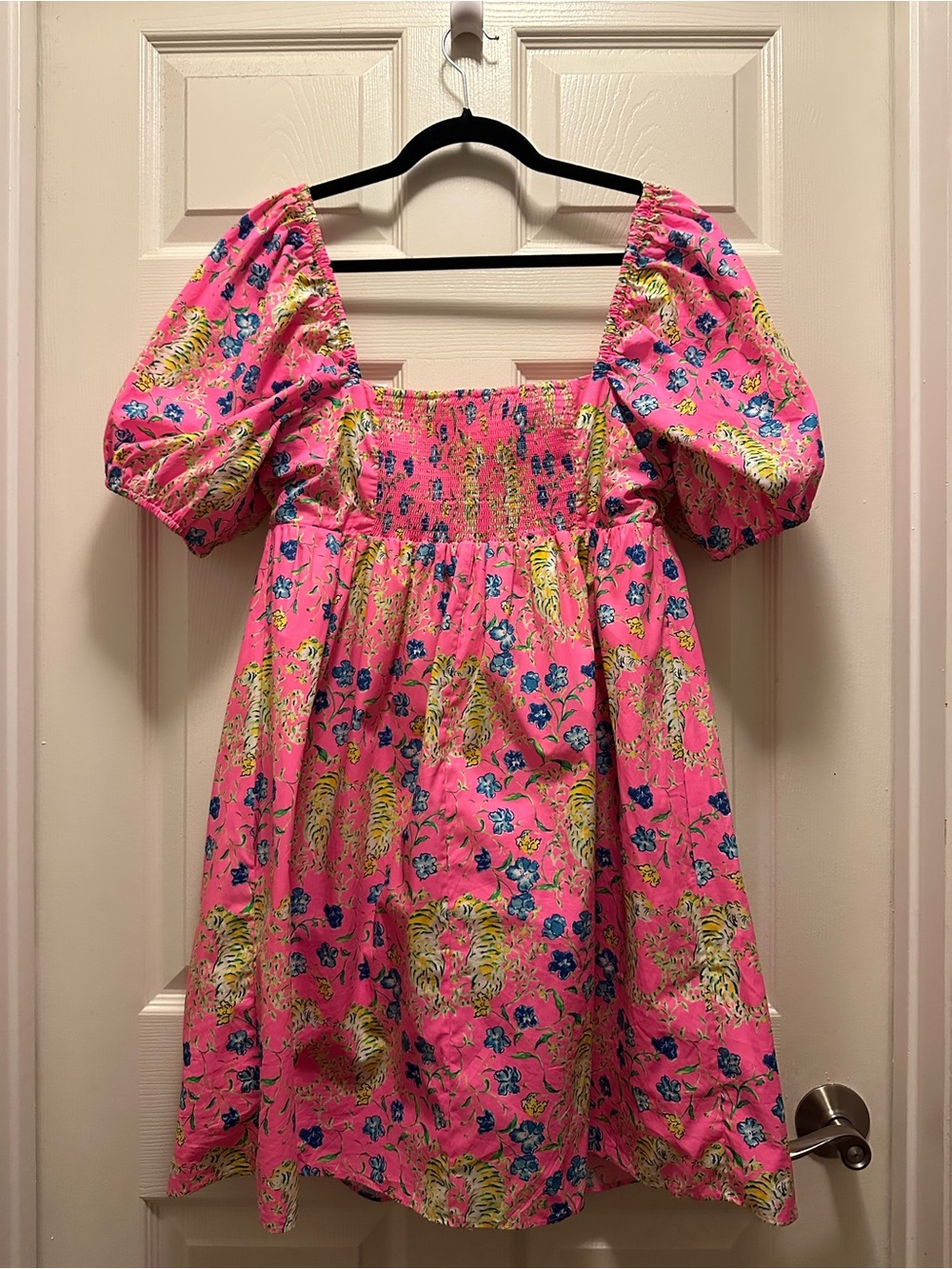 Lilly Pulitzer Kay Babydoll Dress in Prosecco Pink Tigress Garden - Picture 3 of 14